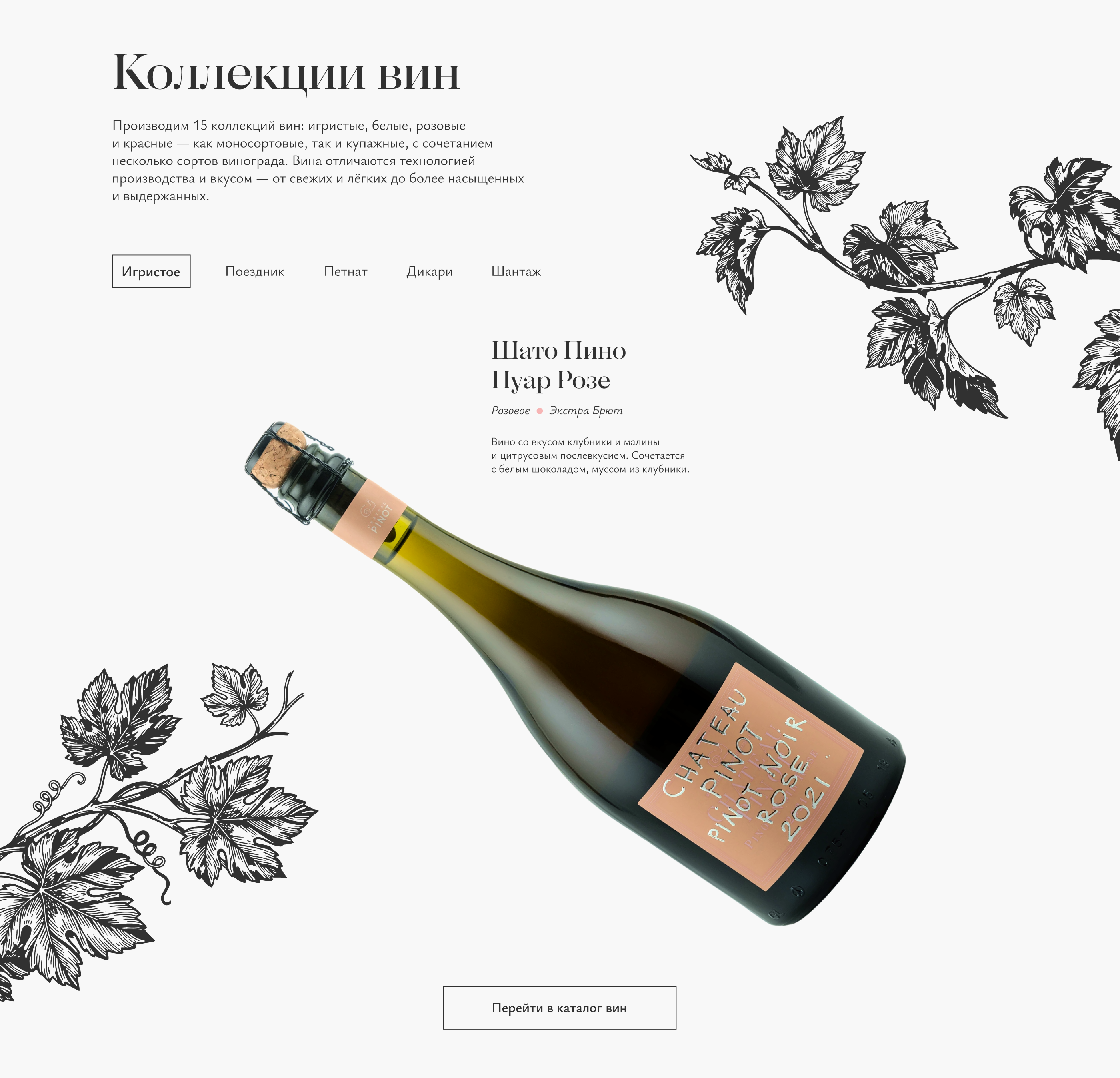 Страница коллекции вин Chateau Pinot